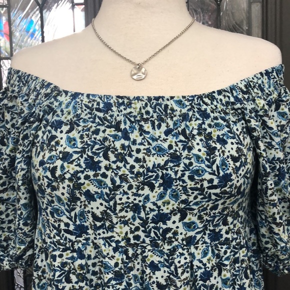 Wild Fable Blue Floral Puff Sleeve Mini Dress - Picture 2 of 8